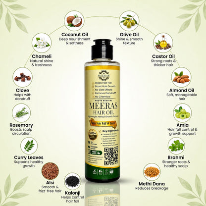 Meeras Hair Oil – Anti Hair Fall & Hair Growth Oil for Men & Women (200ml)