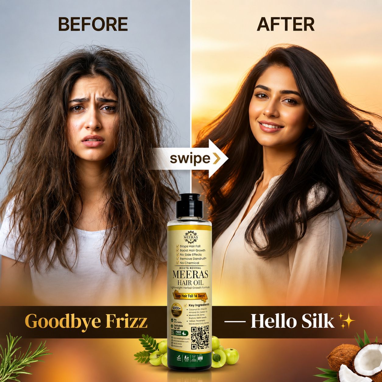 Meeras Hair Oil – Anti Hair Fall & Hair Growth Oil for Men & Women (200ml)