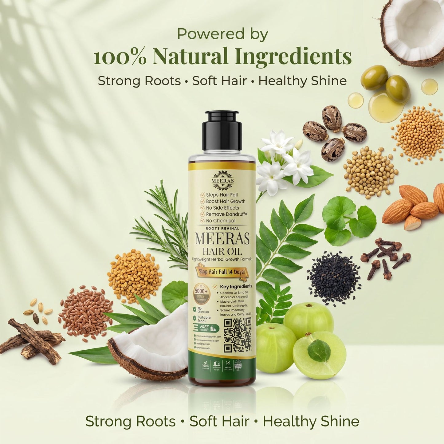 Meeras Hair Oil – Anti Hair Fall & Hair Growth Oil for Men & Women (200ml)